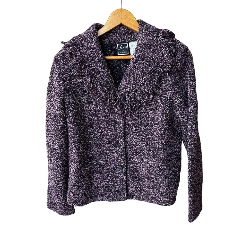 Vintage Peter Pan Collar Bouclé Knit Cardigan Size Small